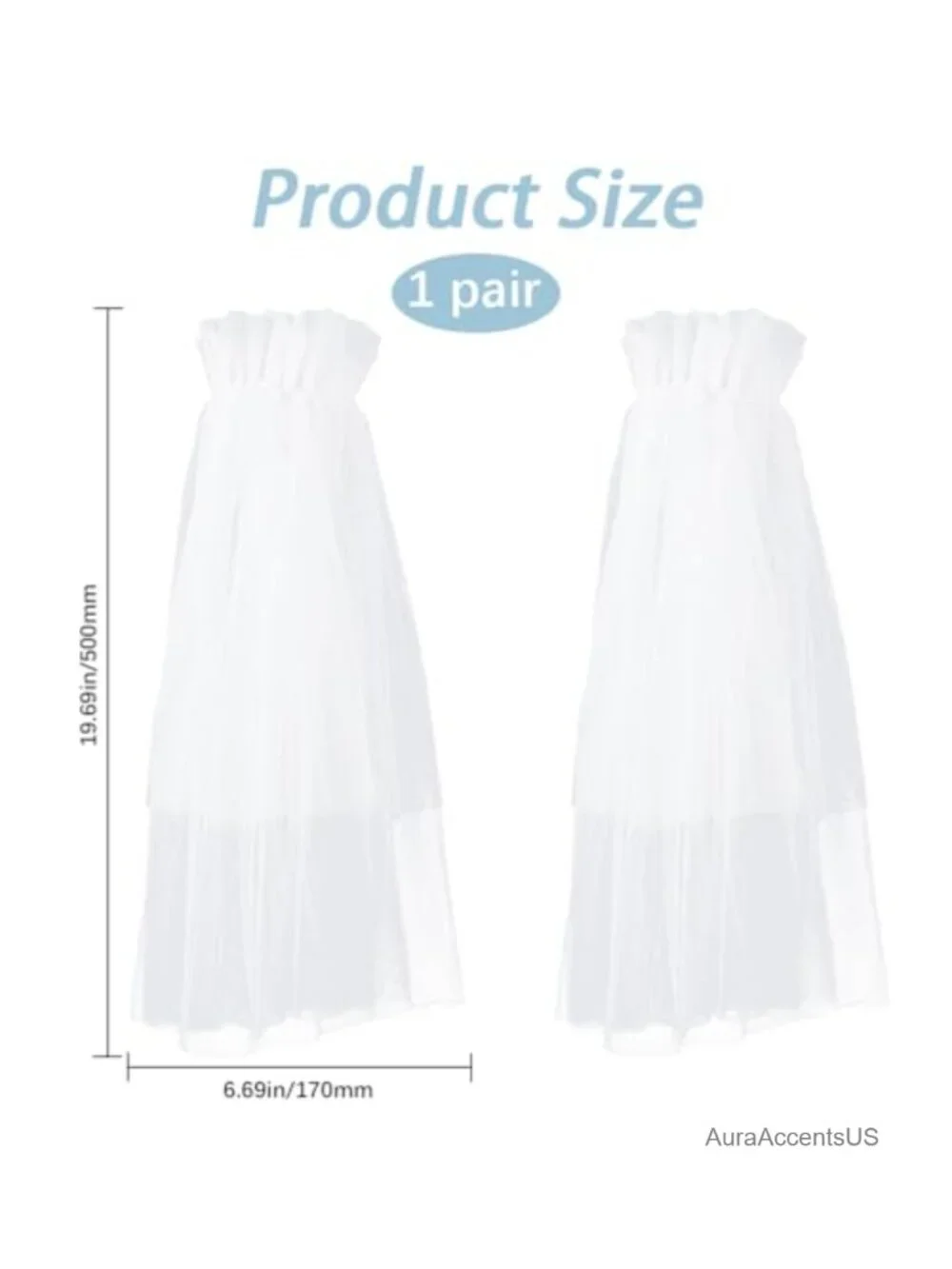 White Lace Arm Sleeves Nylon Sheer Puffy Fingerless Detachable Long Gloves
